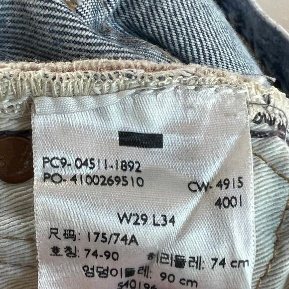 Levi's 511 Selvedge Slim White Cone Denim Jeans Men's 29x34 Mid Rise Distressed - Picture 9 of 9